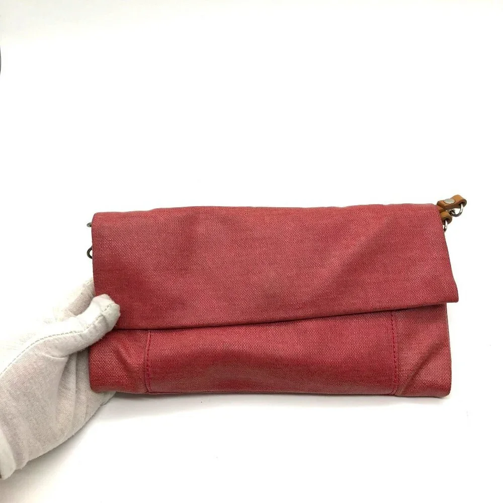 Kenneth Cole Womens Genuine Leather‎ Crossbody Chain Bag Wristlet Red Brick